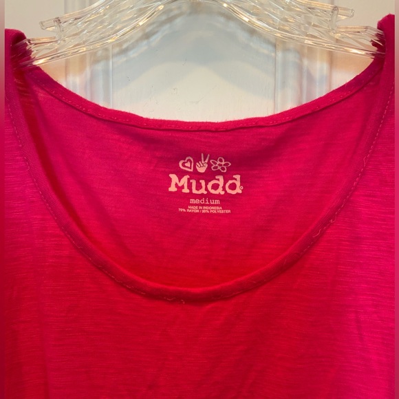 Mudd Hot Pink Shirt with Flutter Sleeves and Gathered Waist - Size M - Picture 3 of 4
